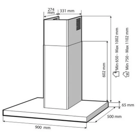Dekorative Wandhaube 90cm 60db 394m3/h Edelstahl/Glas - Dhb7952g - De Dietrich – Bild 3